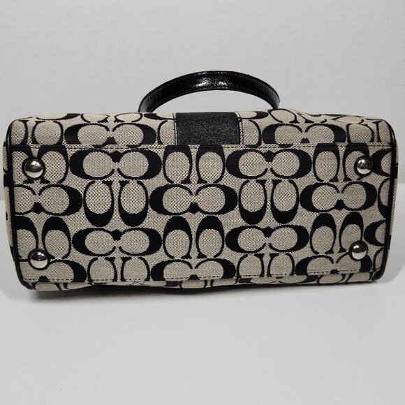 Coach Jacquard Pattern Shoulder Handbag Black/Gray Canvas - Picture 7 of 16